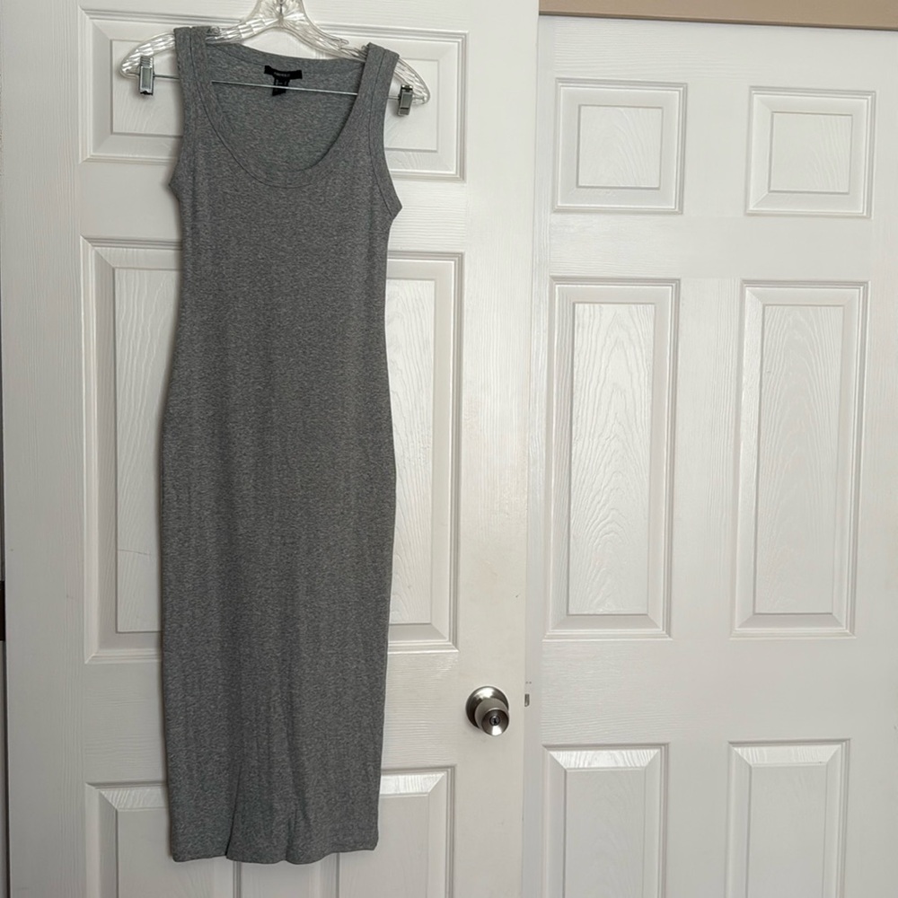 Forever 21 Gray Ribbed Midi Tank Dress S